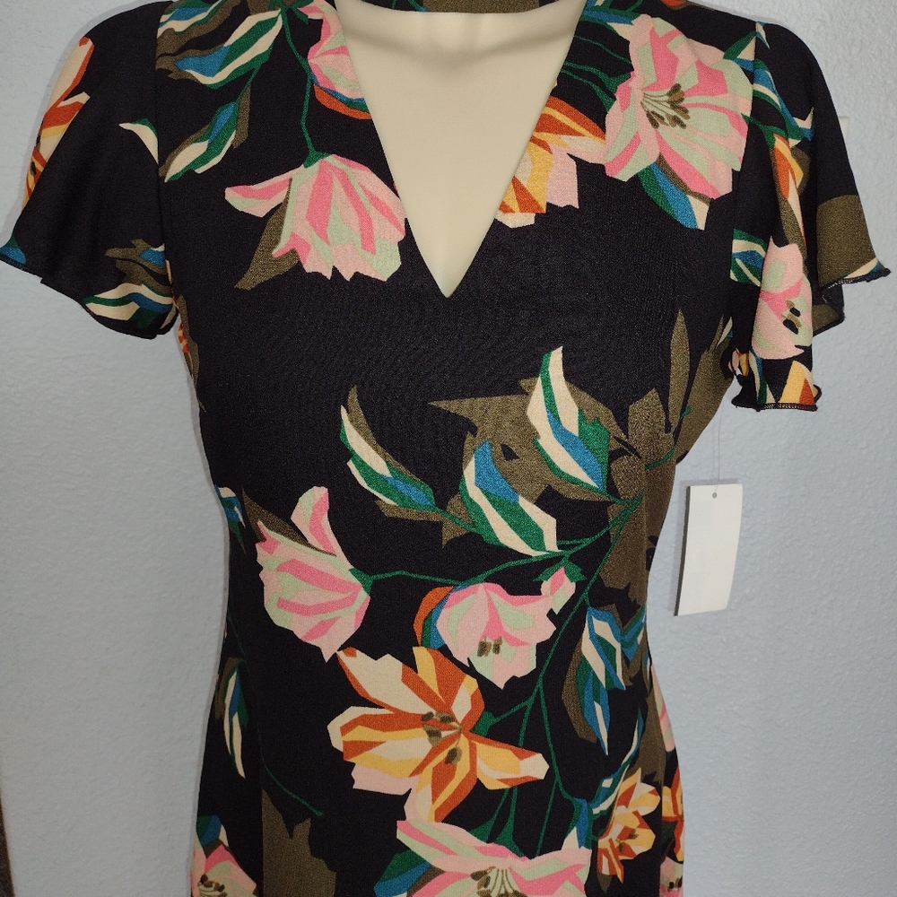 Julia Jordon Sz 2 Dressy Neckline, Fitted, Lined, and Classy Floral Dress NWT